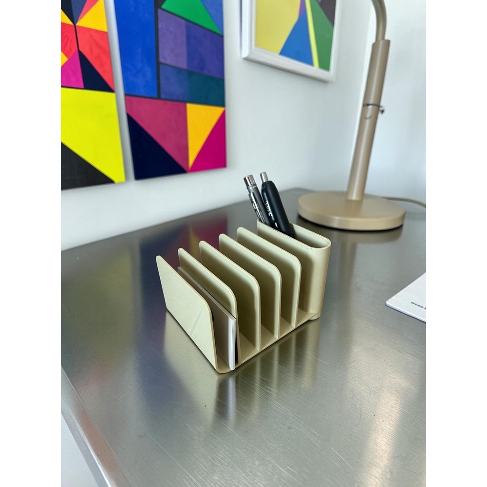 Vintage Beige Eldon Desk Organizer - 1980s Letter Sorter - Postmodern Office